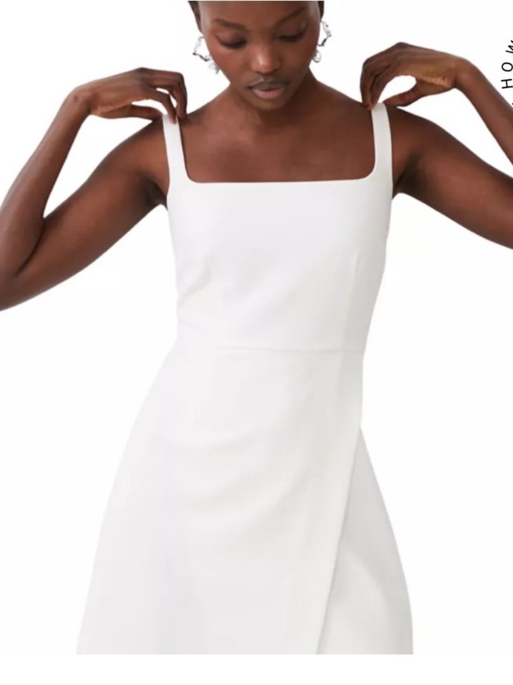 French Connection White Square-Neck Mini Dress